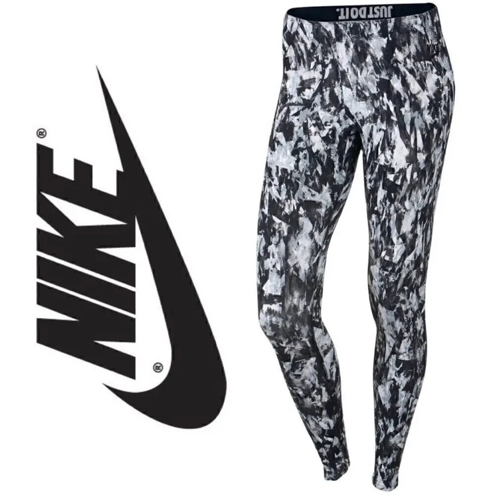 Nike, Leg-A-See Mishmash Leggings “Just Do It” Waist Cotton Blend Women’s Small